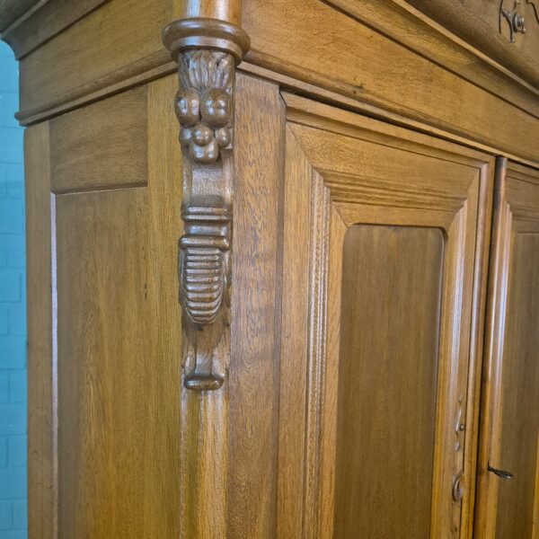Wardrobe Biedermeier 1840 Oak - Image 6