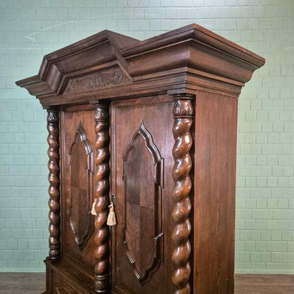 Wardrobe Neo-baroque 1910 Oak - Image 9