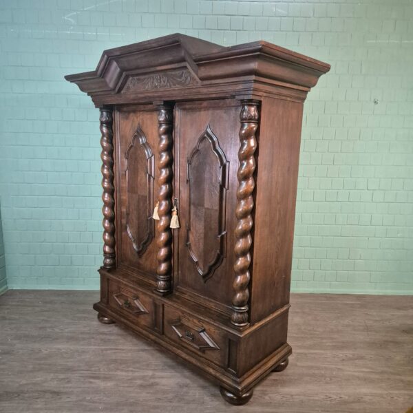 Wardrobe Neo-baroque 1910 Oak - Image 4