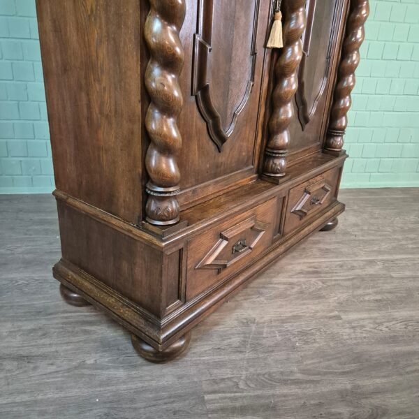 Wardrobe Neo-baroque 1910 Oak - Image 7