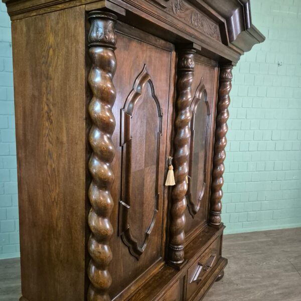 Wardrobe Neo-baroque 1910 Oak - Image 6