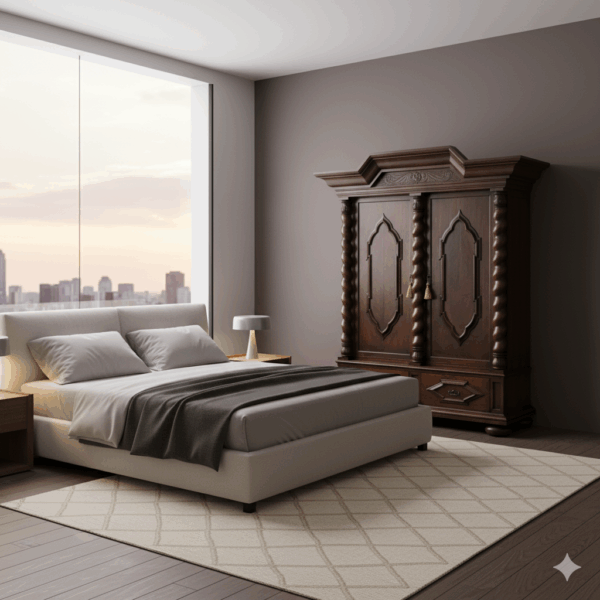 Wardrobe Neo-baroque 1910 Oak - Image 2