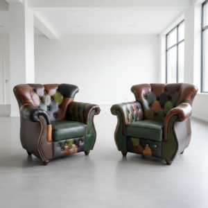 Chesterfield Armchair Leather Model Jungle Set