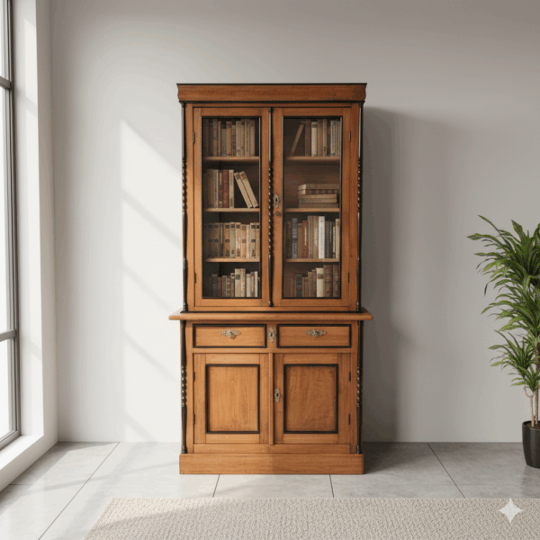 Display Cabinet Louis Philippe 1860 Birch Wood - Image 2