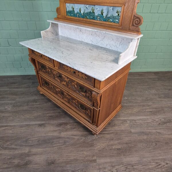 Washstand Jugendstil 1910 Oak - Image 7