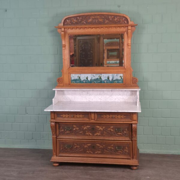 Washstand Jugendstil 1910 Oak - Image 4