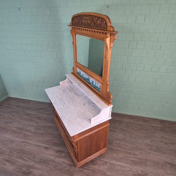 Washstand Jugendstil 1910 Oak - Image 6