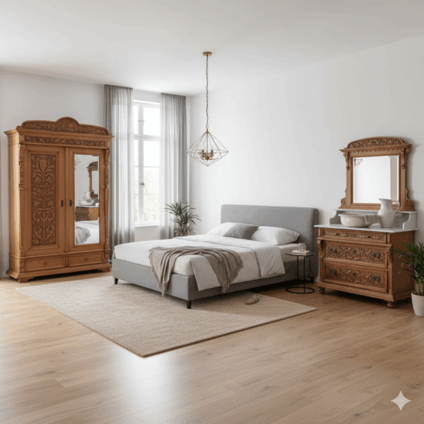 Wardrobe Jugendstil 1910 Oak - Image 3