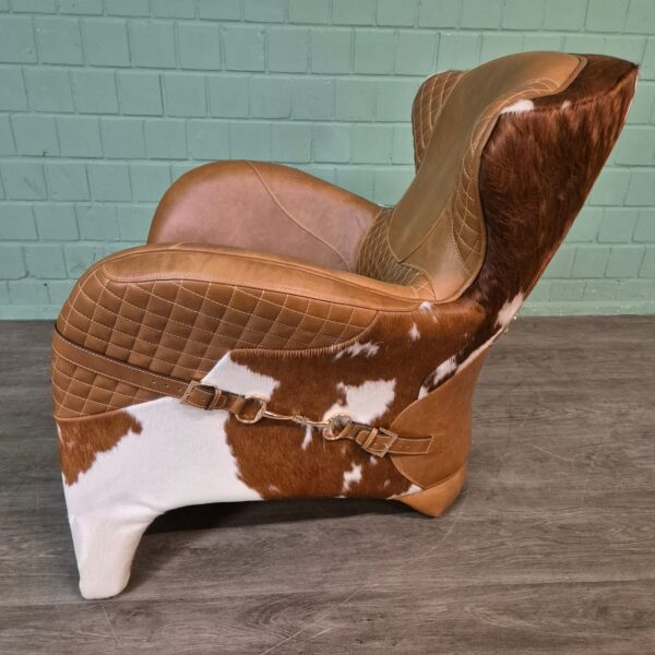Designer Armchair in Cowhide Leather - Image 10