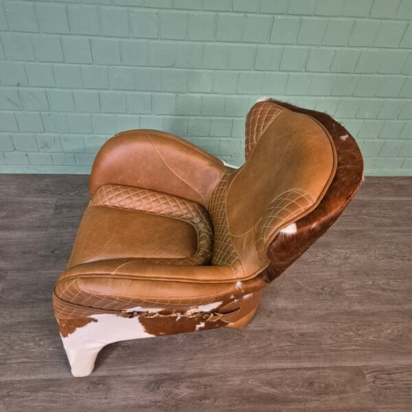 Designer Armchair in Cowhide Leather - Image 8