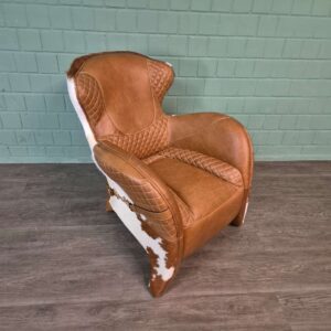 Designer Armchair in Cowhide Leather