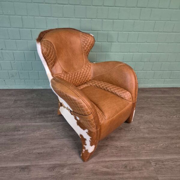 Designer Armchair in Cowhide Leather