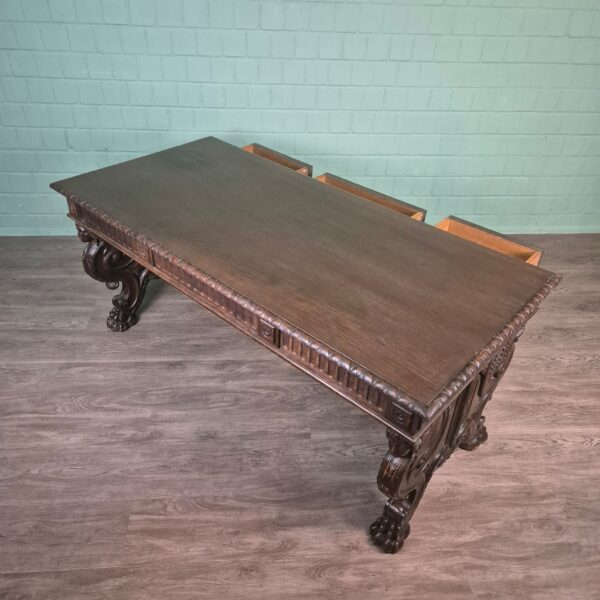 Desk and Office Chair Oak Neubaroque 1920 - Image 6