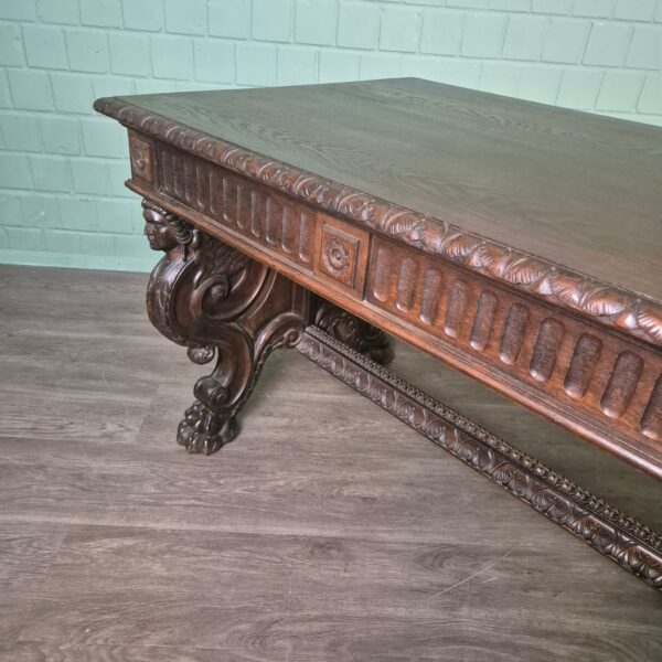 Desk and Office Chair Oak Neubaroque 1920 - Image 9