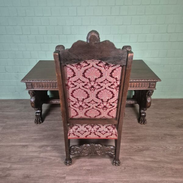 Desk and Office Chair Oak Neubaroque 1920 - Image 3