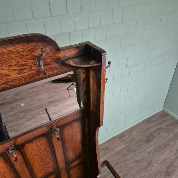 Coat Rack Art-Deco 1930 Oak - Image 12