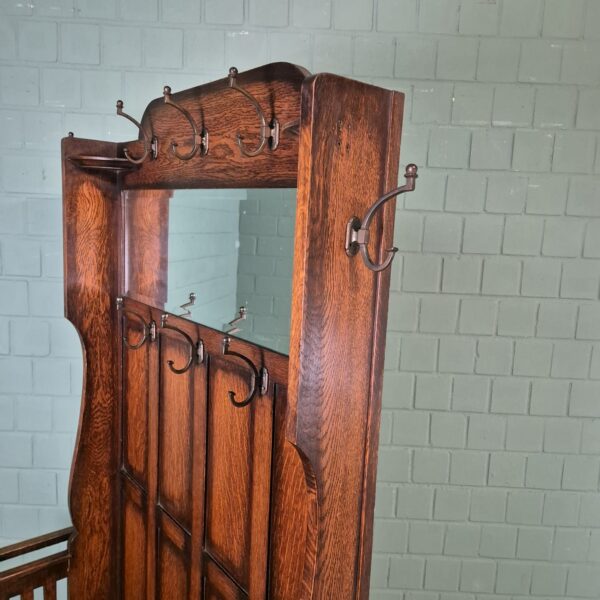 Coat Rack Art-Deco 1930 Oak - Image 10