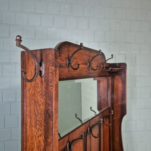 Coat Rack Art-Deco 1930 Oak - Image 5