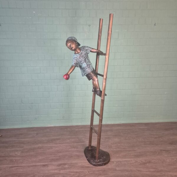Statue Boy climbing a Ladder Bronze 2,06 m