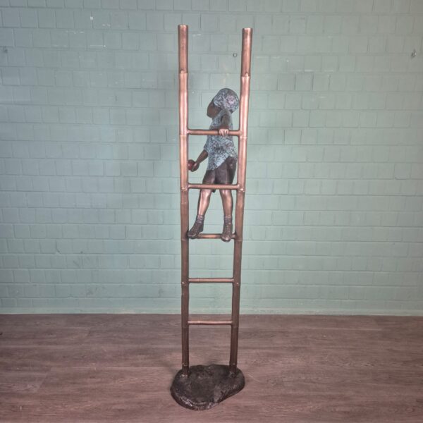 Statue Boy climbing a Ladder Bronze 2,06 m - Image 3