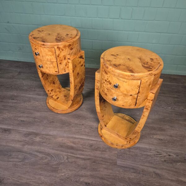 Art-Déco Nightstand Set  Walnut Ø 0,41 m - Image 3