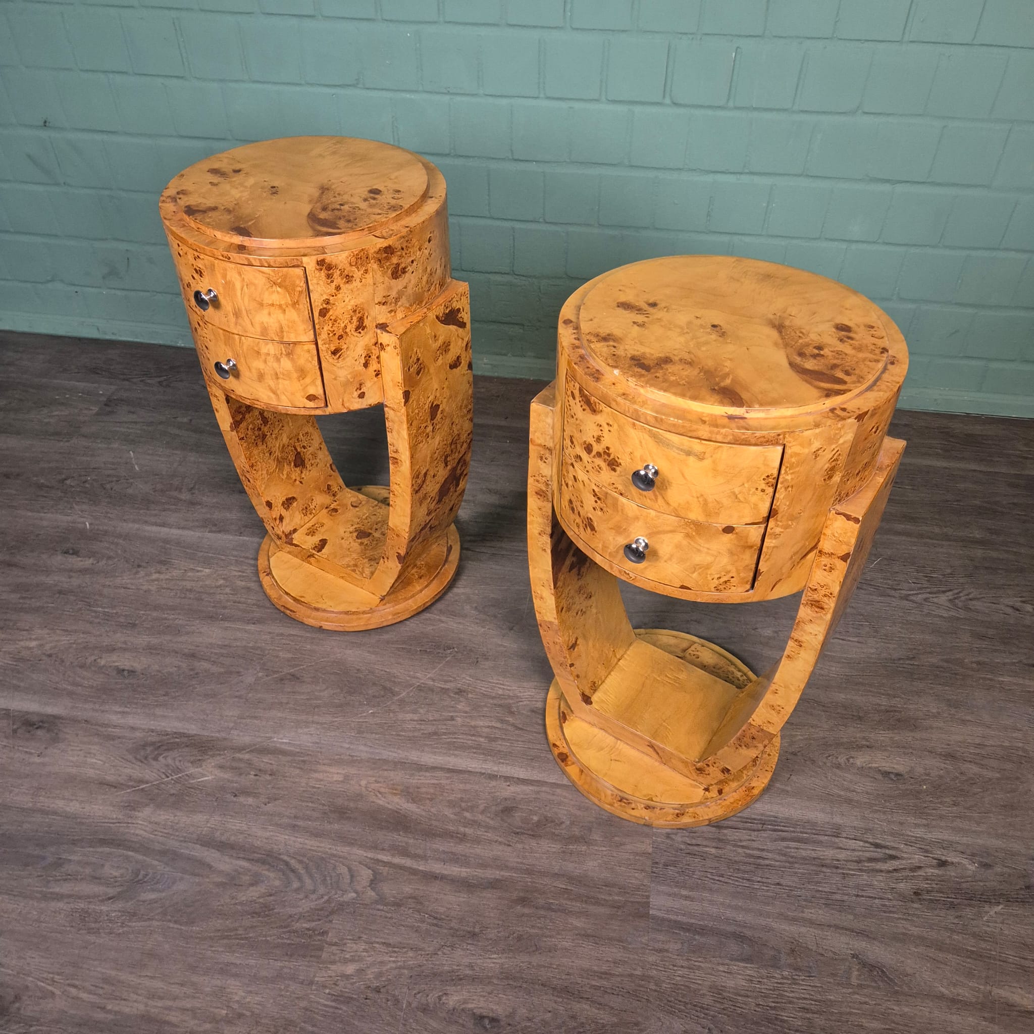 Art-Déco Nightstand Set  Walnut Ø 0,41 m - Image 3