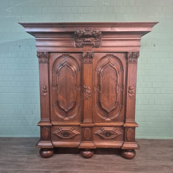 Wardrobe Historicism 1880 Oak - Image 3