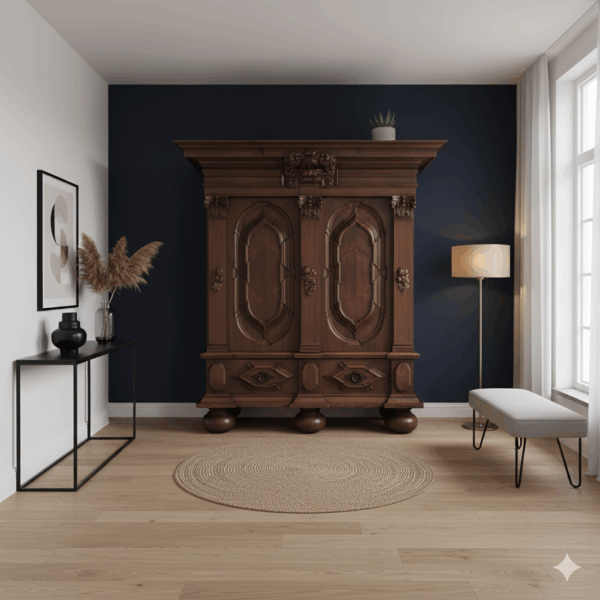 Wardrobe Historicism 1880 Oak - Image 2