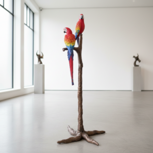 Statue Parrots Bronze 1.30 m