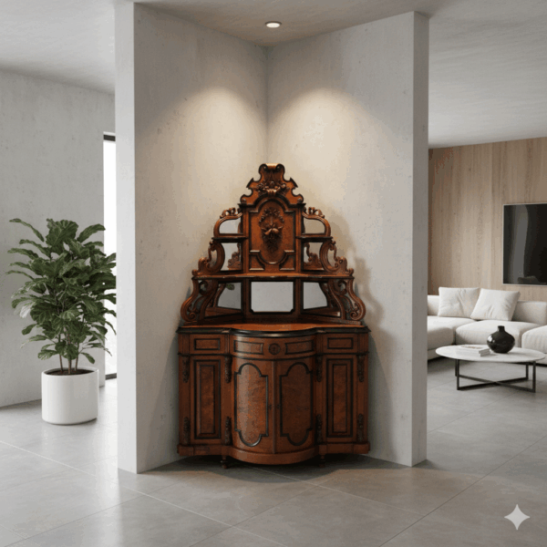 Corner Cabinet Gründerzeit 1880 Walnut - Image 2