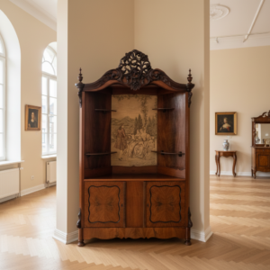 Corner Cabinet Biedermeier 1860 Walnut