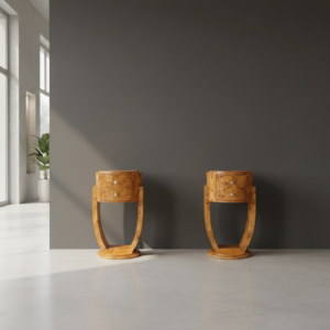 Art-Déco Nightstand Set  Walnut Ø 0,41 m