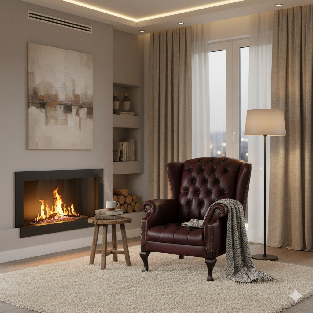 Chesterfield Chair Red brown - Image 2