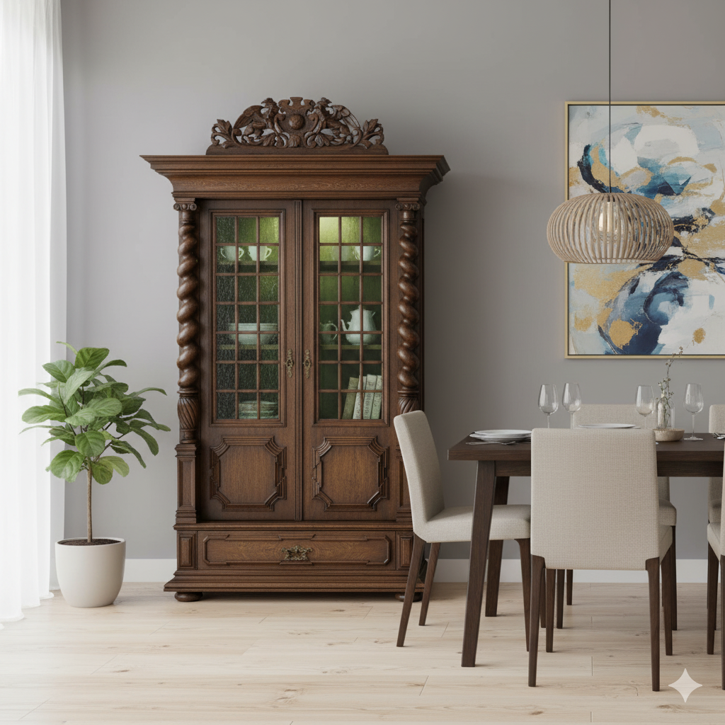 Cabinet Neo-baroque 1910 Oak - Image 2