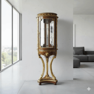 Display cabinet Baroque style Walnut wood marble 1,47 m
