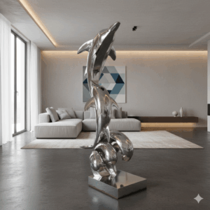Sculpture Dolphin Chrome 2,80 m