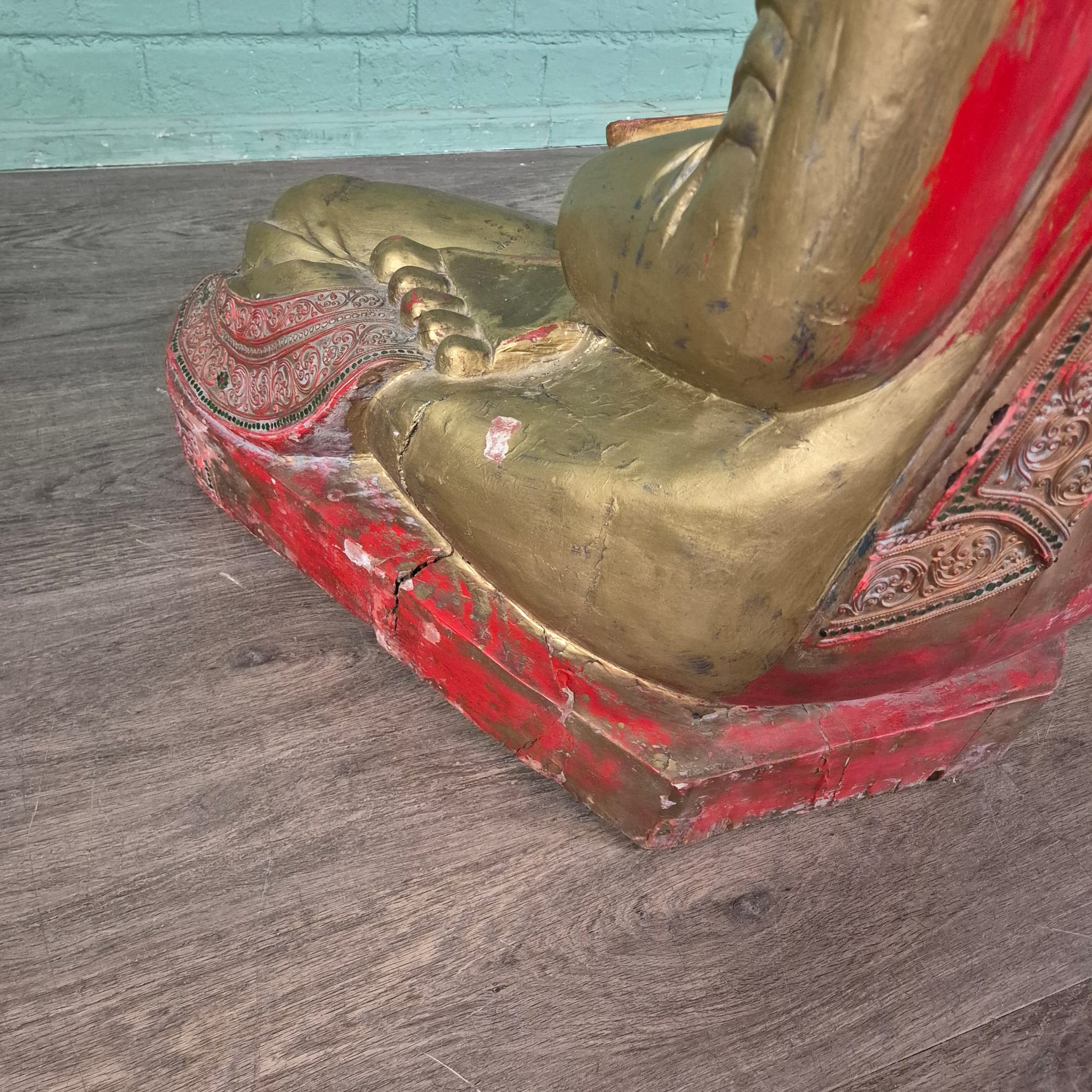 Buddha 1,00 m Antique 1920 Teak - Image 15