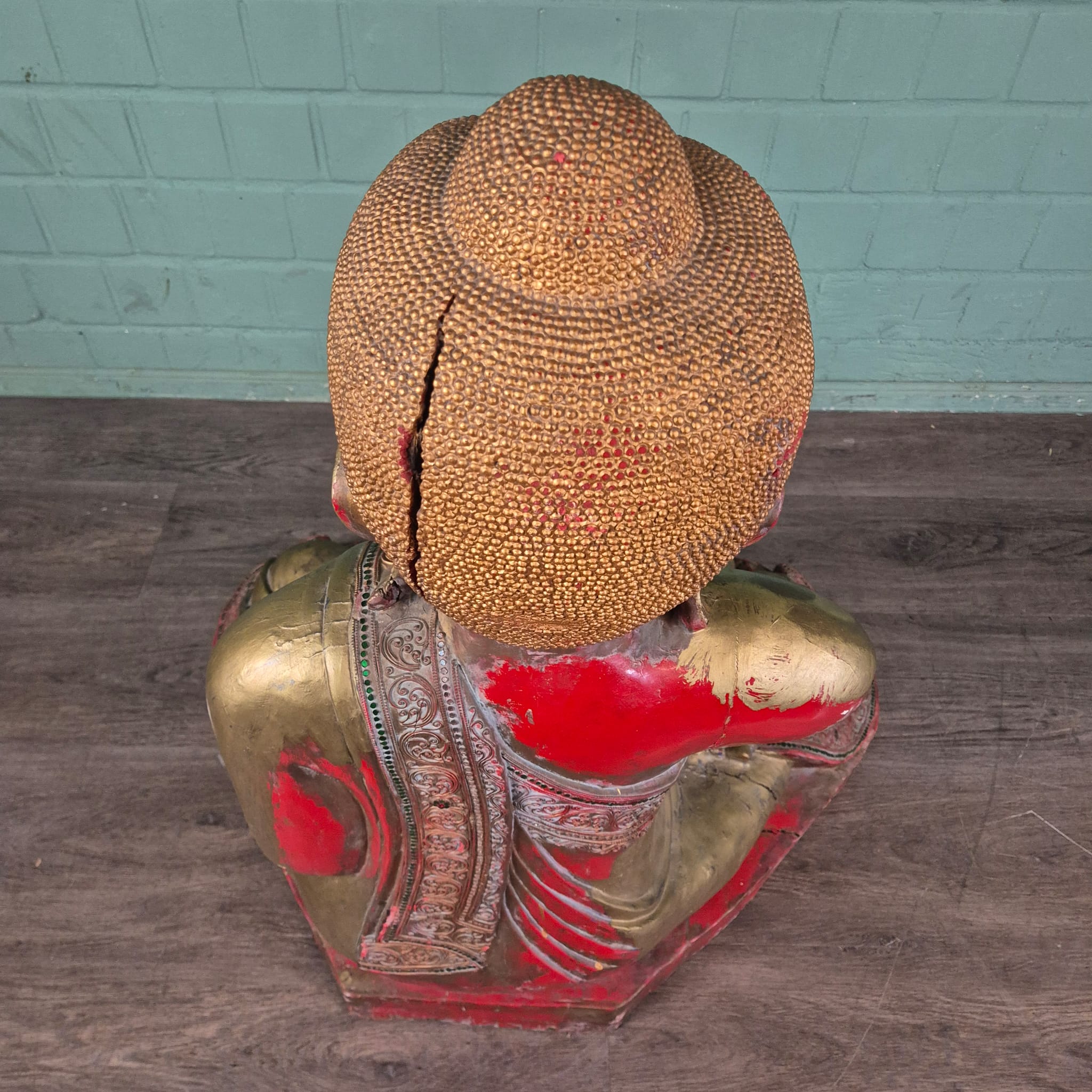 Buddha 1,00 m Antique 1920 Teak - Image 16