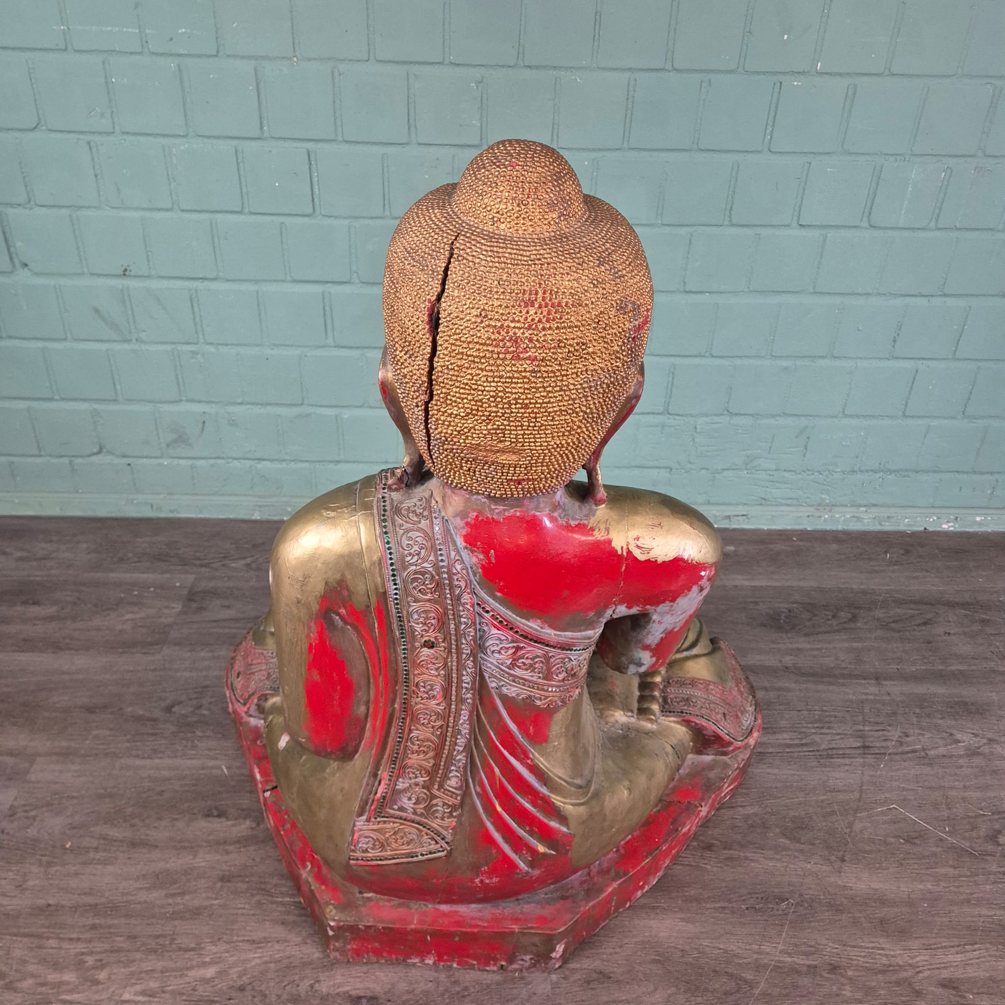 Buddha 1,00 m Antique 1920 Teak - Image 17