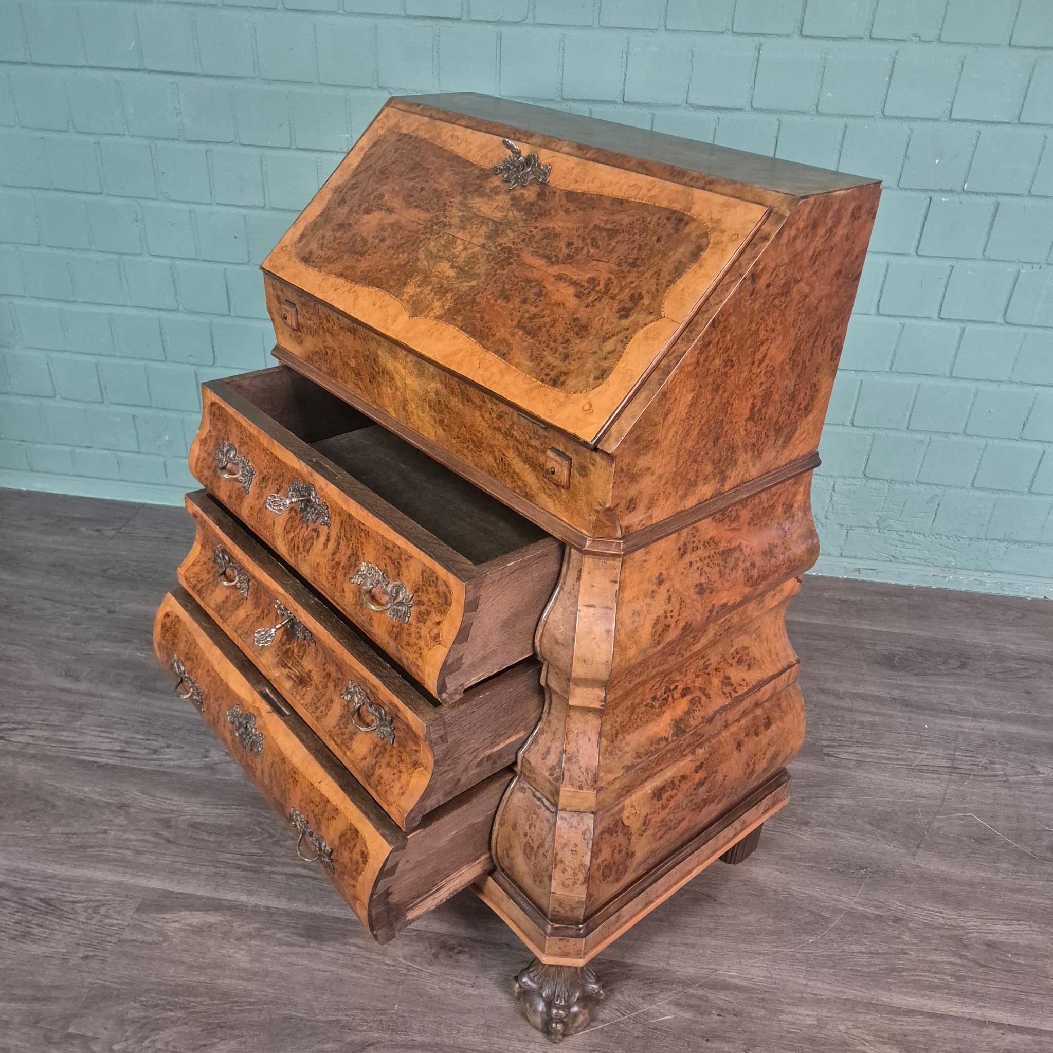 Secretary Neo-baroque 1930 Walnut - Image 20