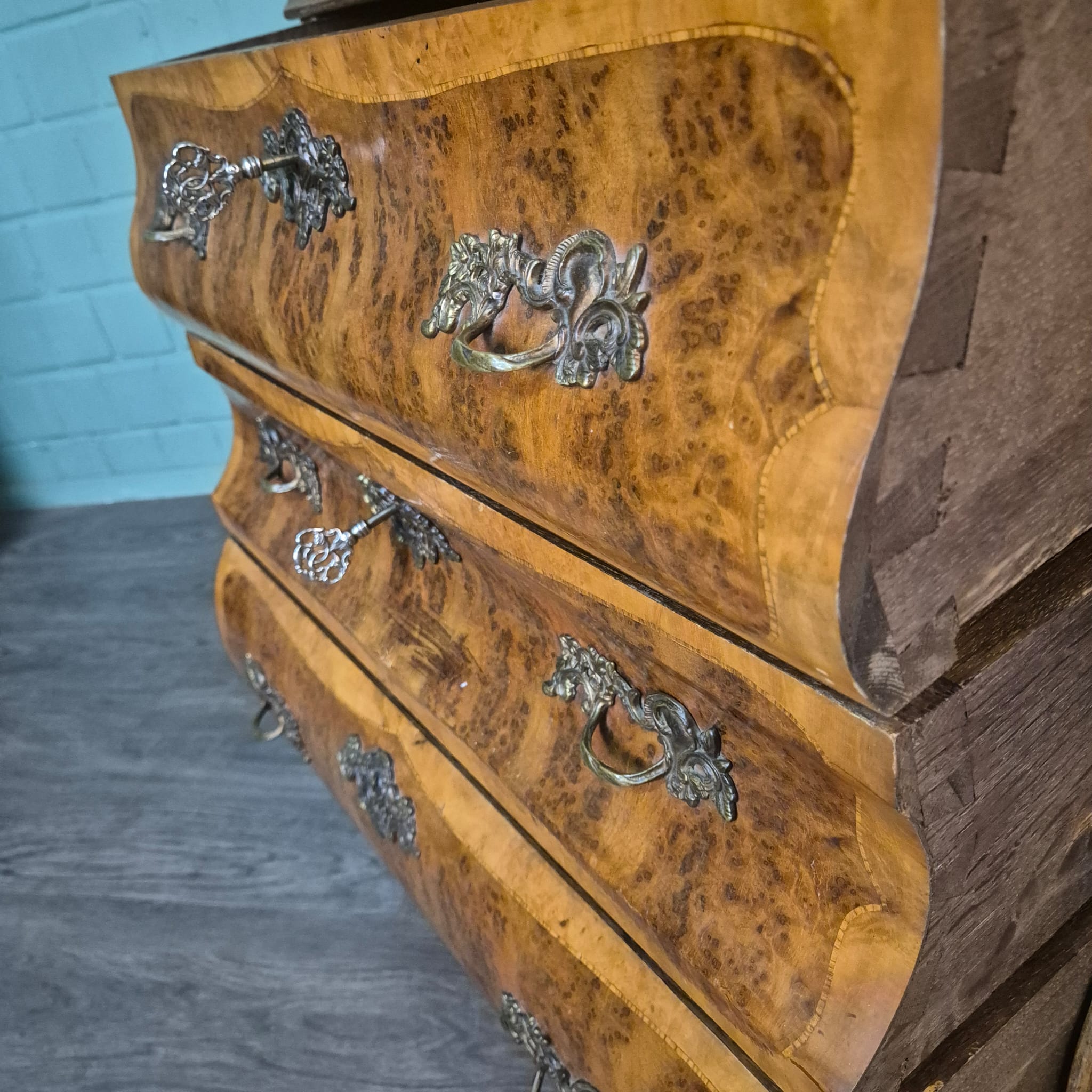 Secretary Neo-baroque 1930 Walnut - Image 21