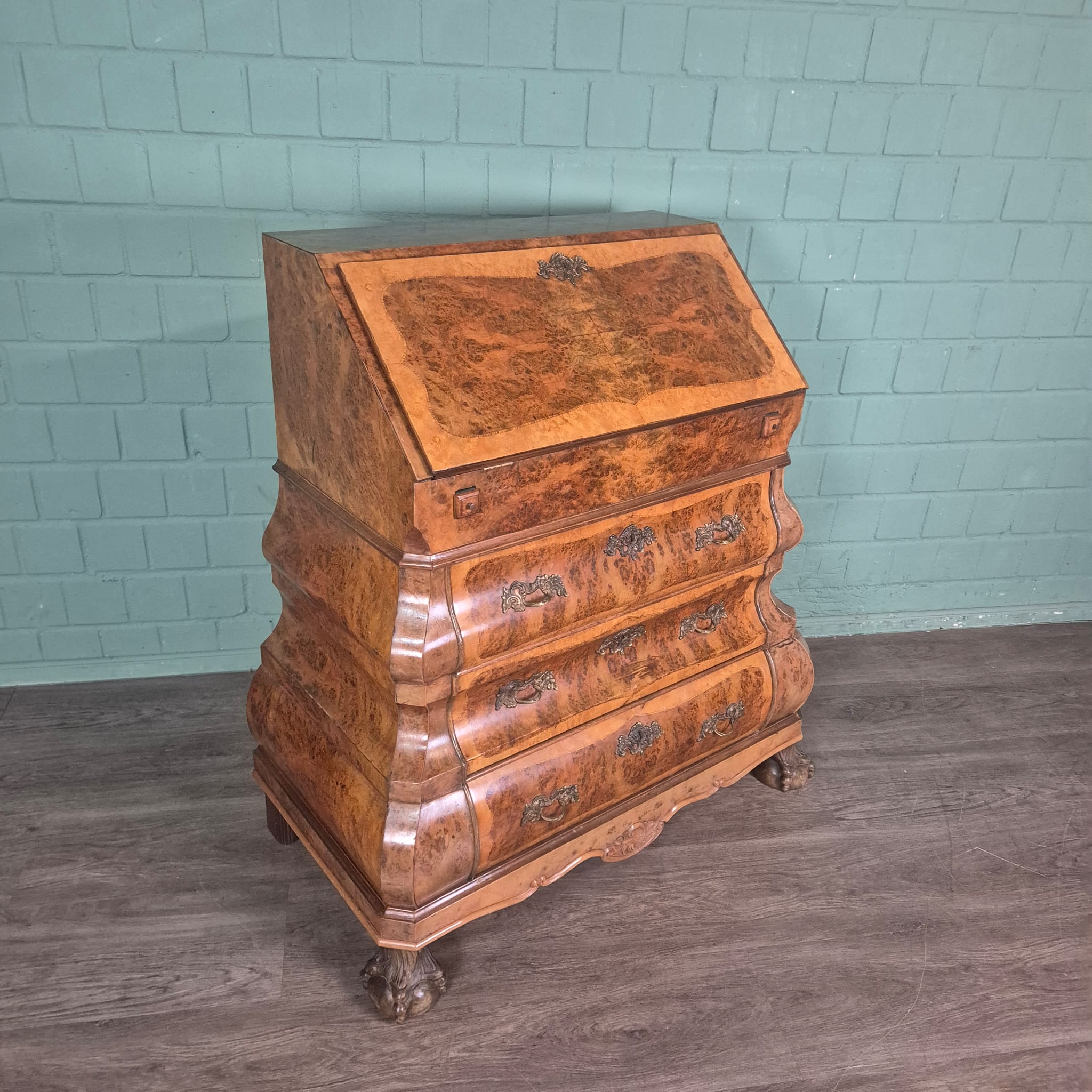 Secretary Neo-baroque 1930 Walnut - Image 4