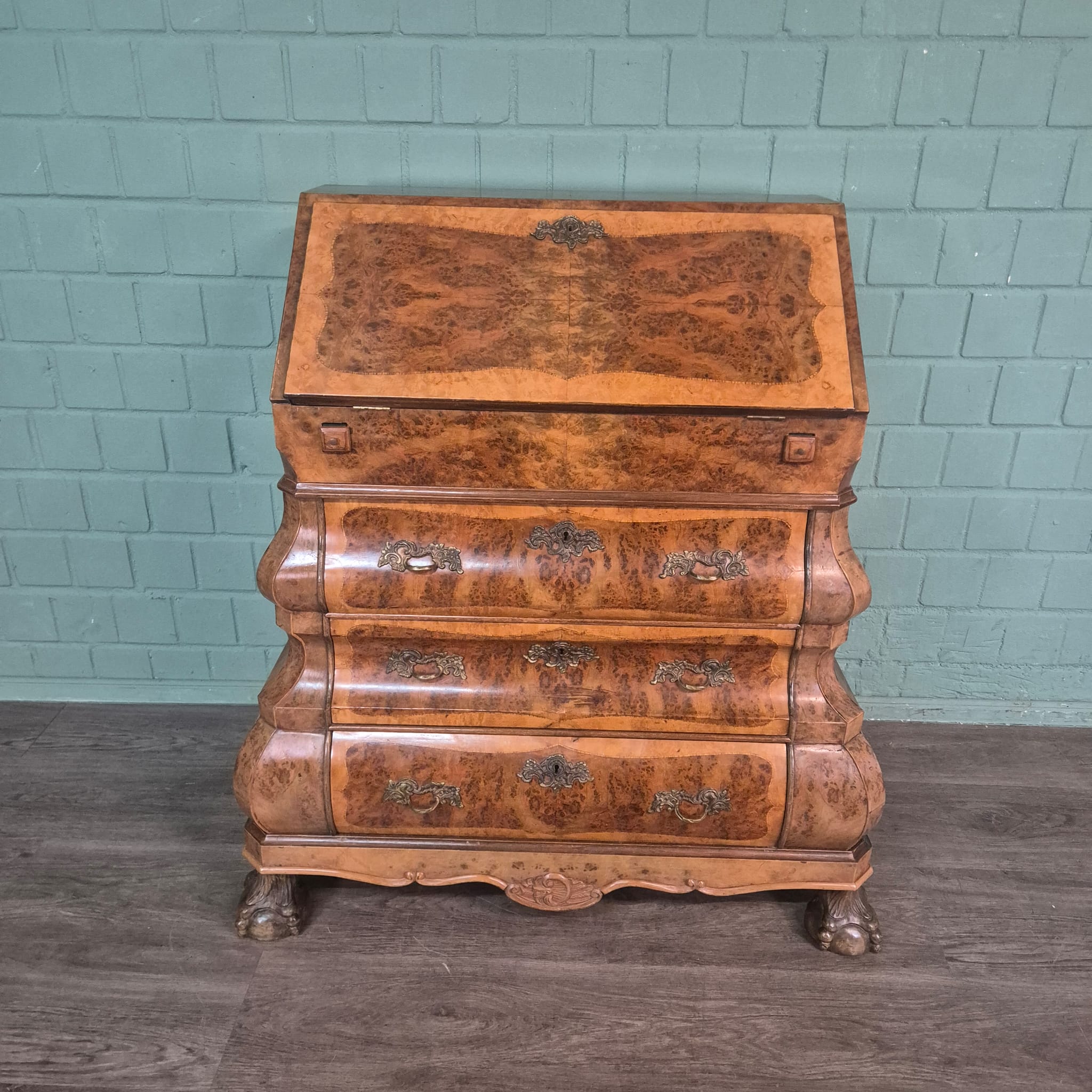 Secretary Neo-baroque 1930 Walnut - Image 3