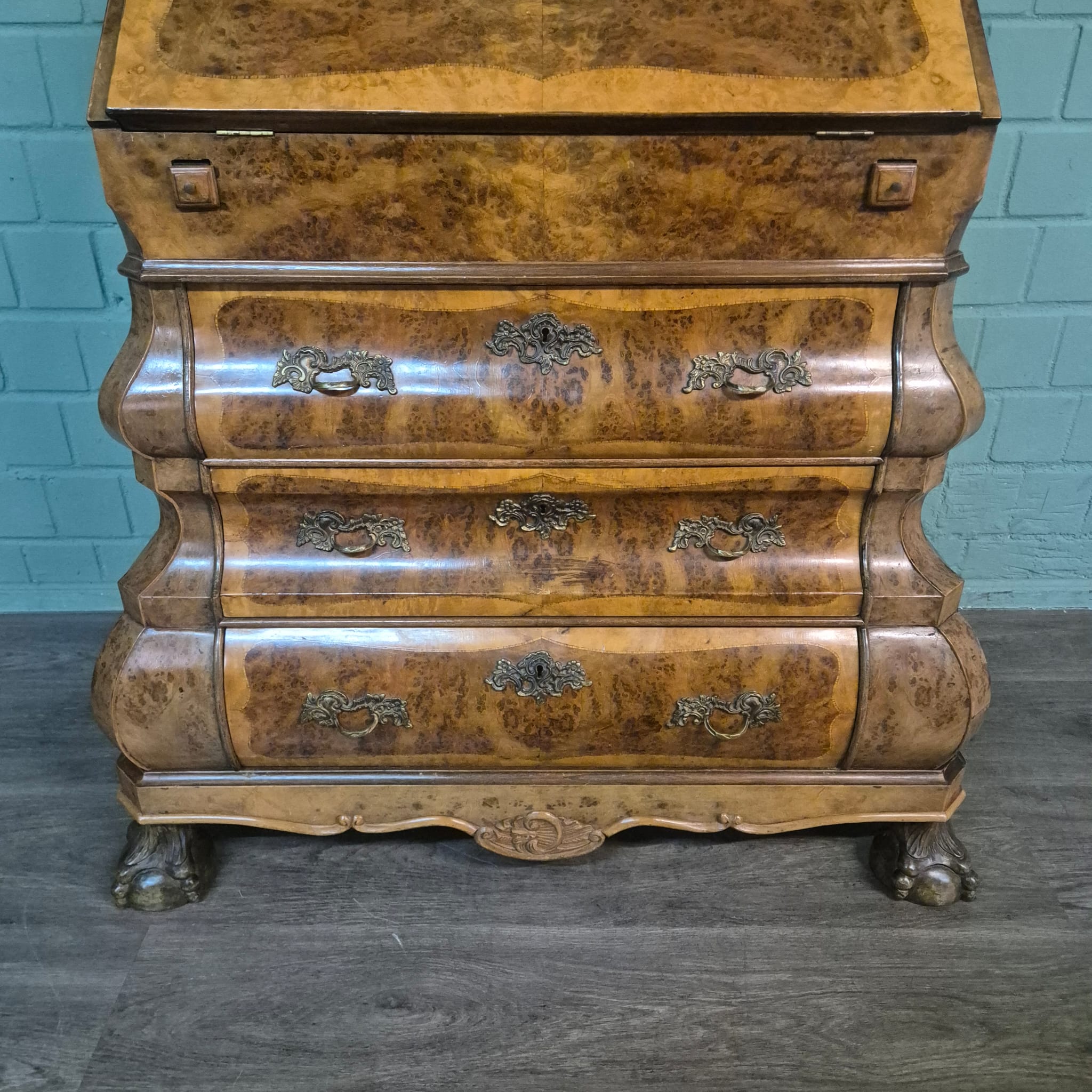 Secretary Neo-baroque 1930 Walnut - Image 6