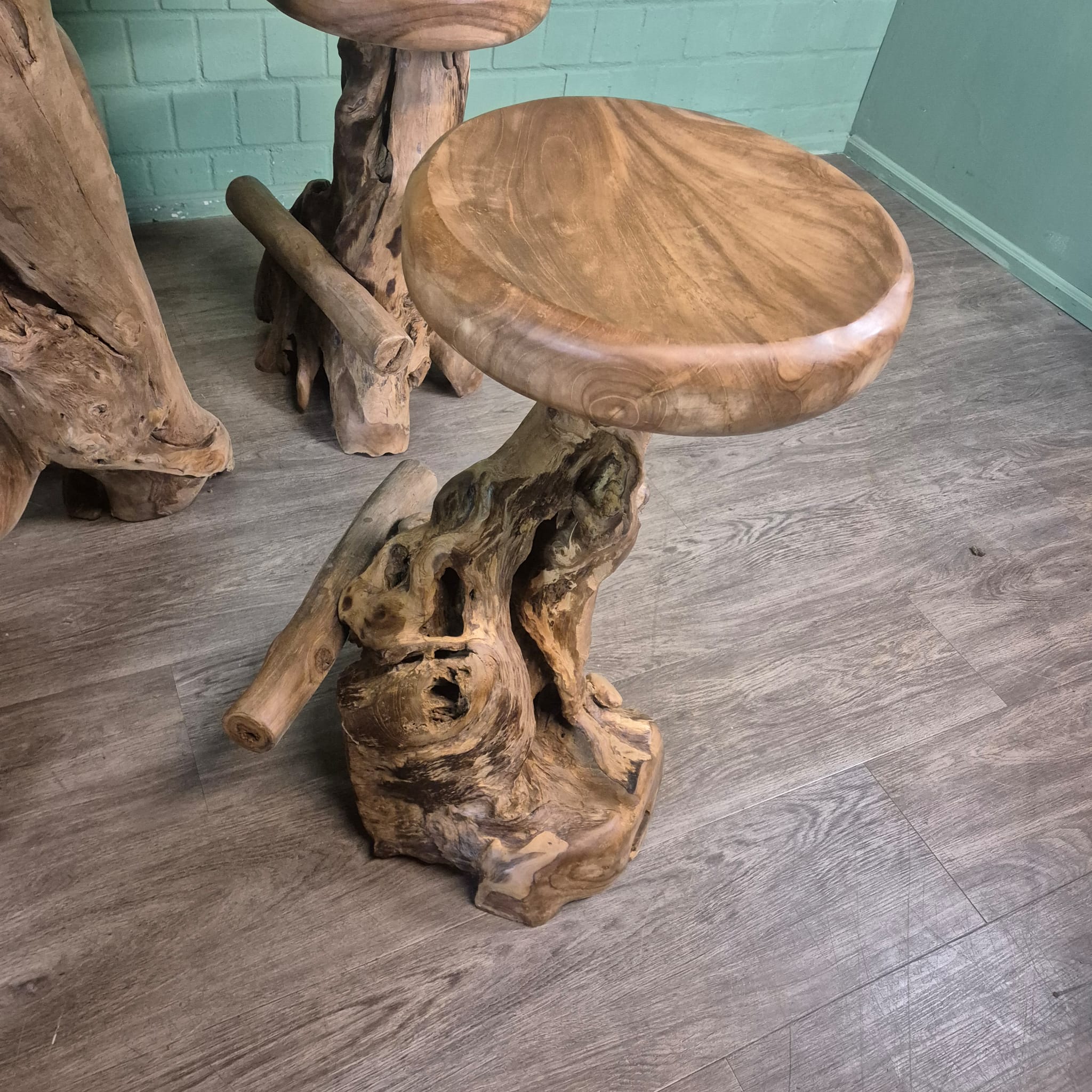 Burl Walnut Bar Table and 4 Bar Stools Set - Image 20