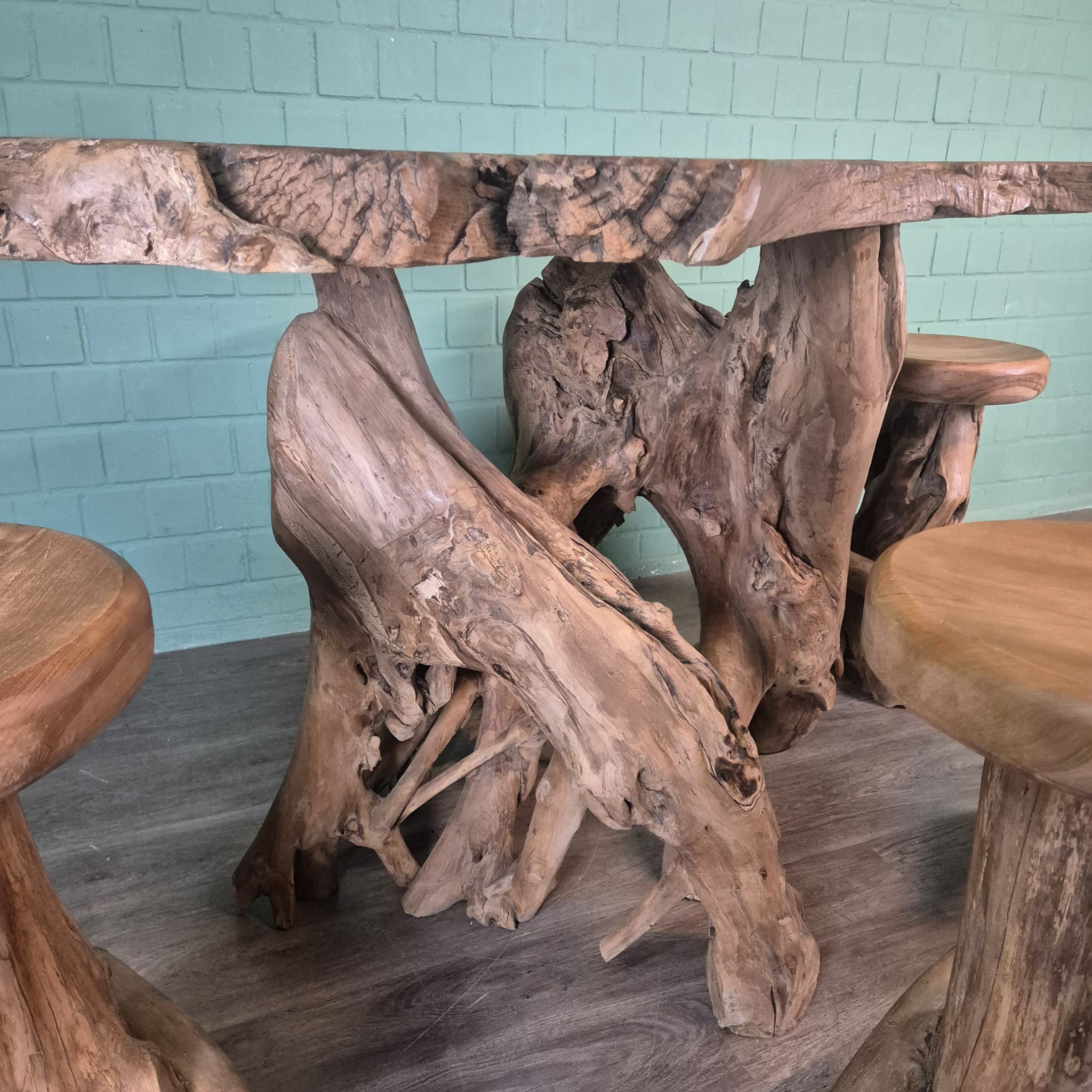 Burl Walnut Bar Table and 4 Bar Stools Set - Image 21