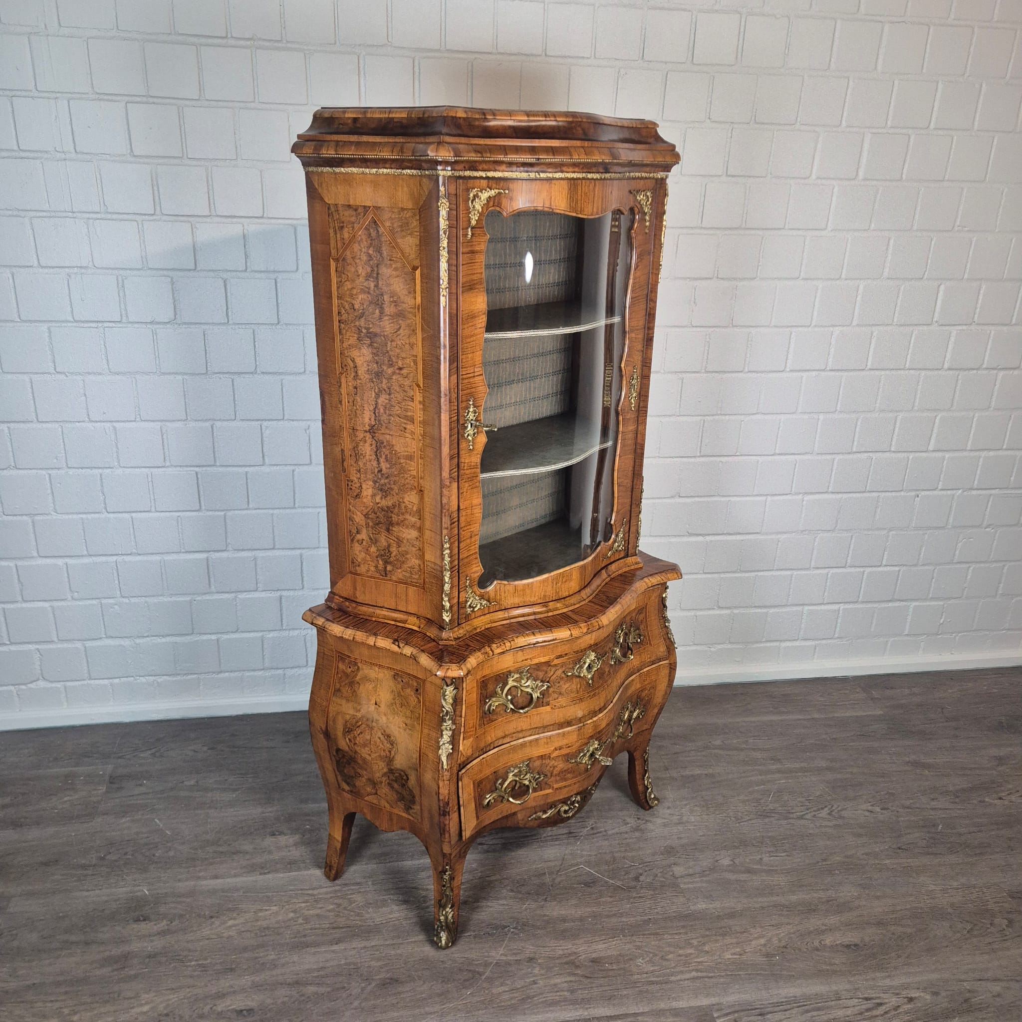 Dresden Baroque Display Cabinet 1880 Walnut - Image 3