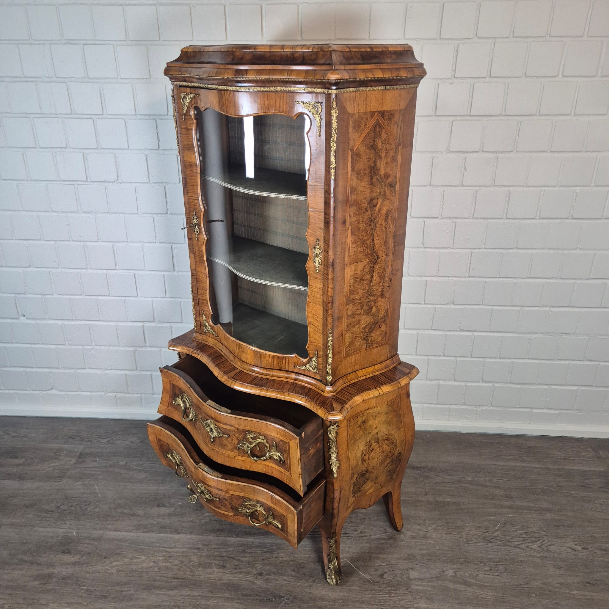 Dresden Baroque Display Cabinet 1880 Walnut - Image 17