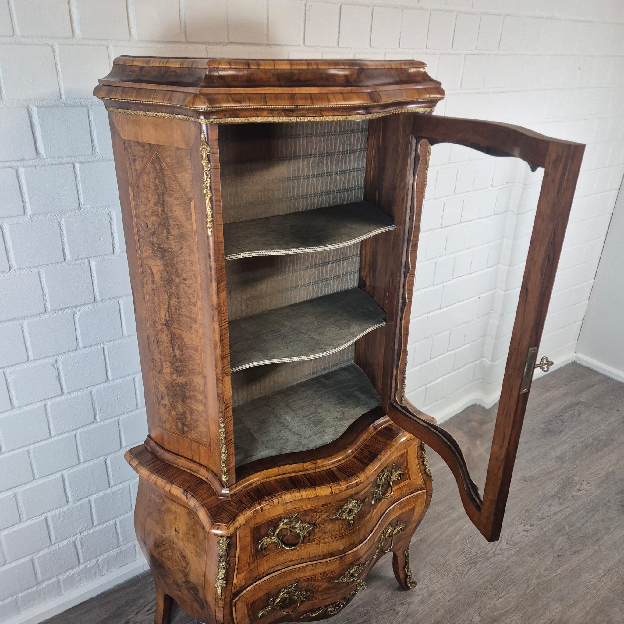 Dresden Baroque Display Cabinet 1880 Walnut - Image 16
