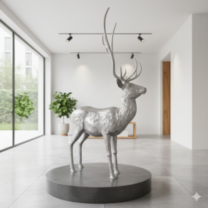 Decorative Deer Statue Silver 2.08 m